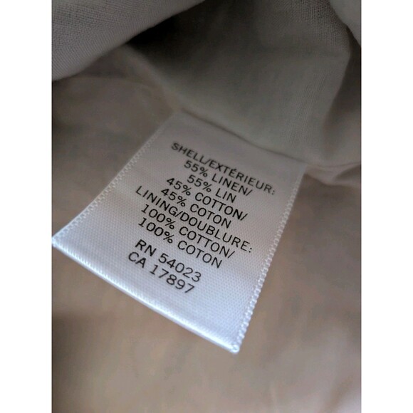 Banana Republic Strapless Dress Striped White Beige Size 8 Linen Y2K Mini Belt - Picture 10 of 14